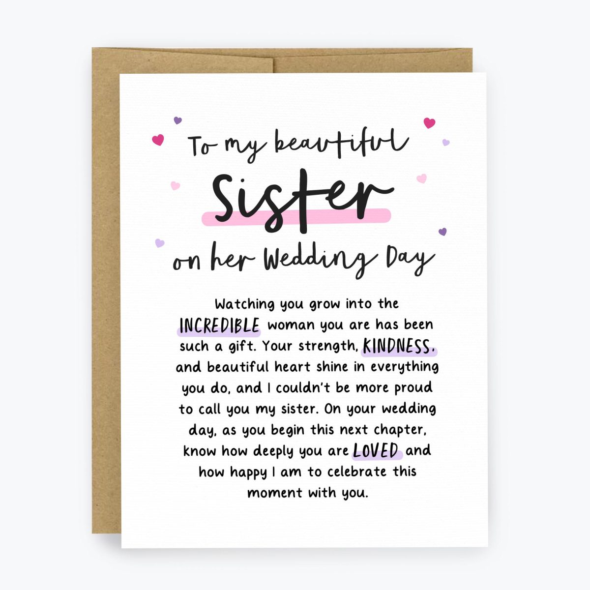 To My Sister on her Wedding Day Card