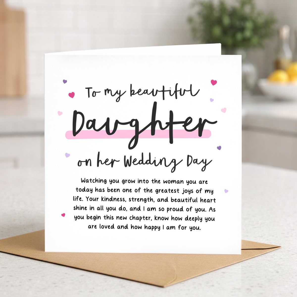 To My Daughter on her Wedding Day Square Card